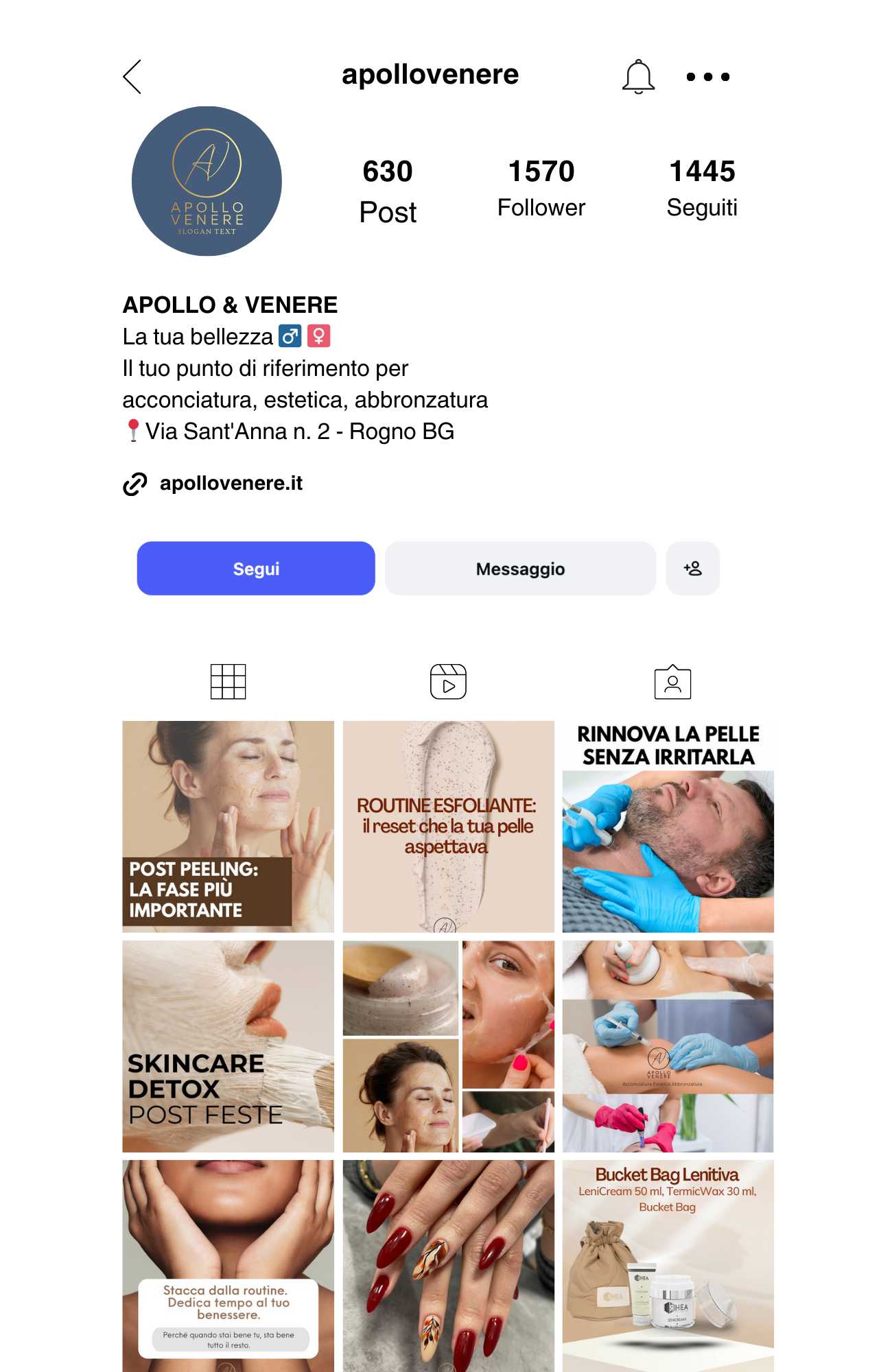 portfolio gestione social apollo e venere, Rogno