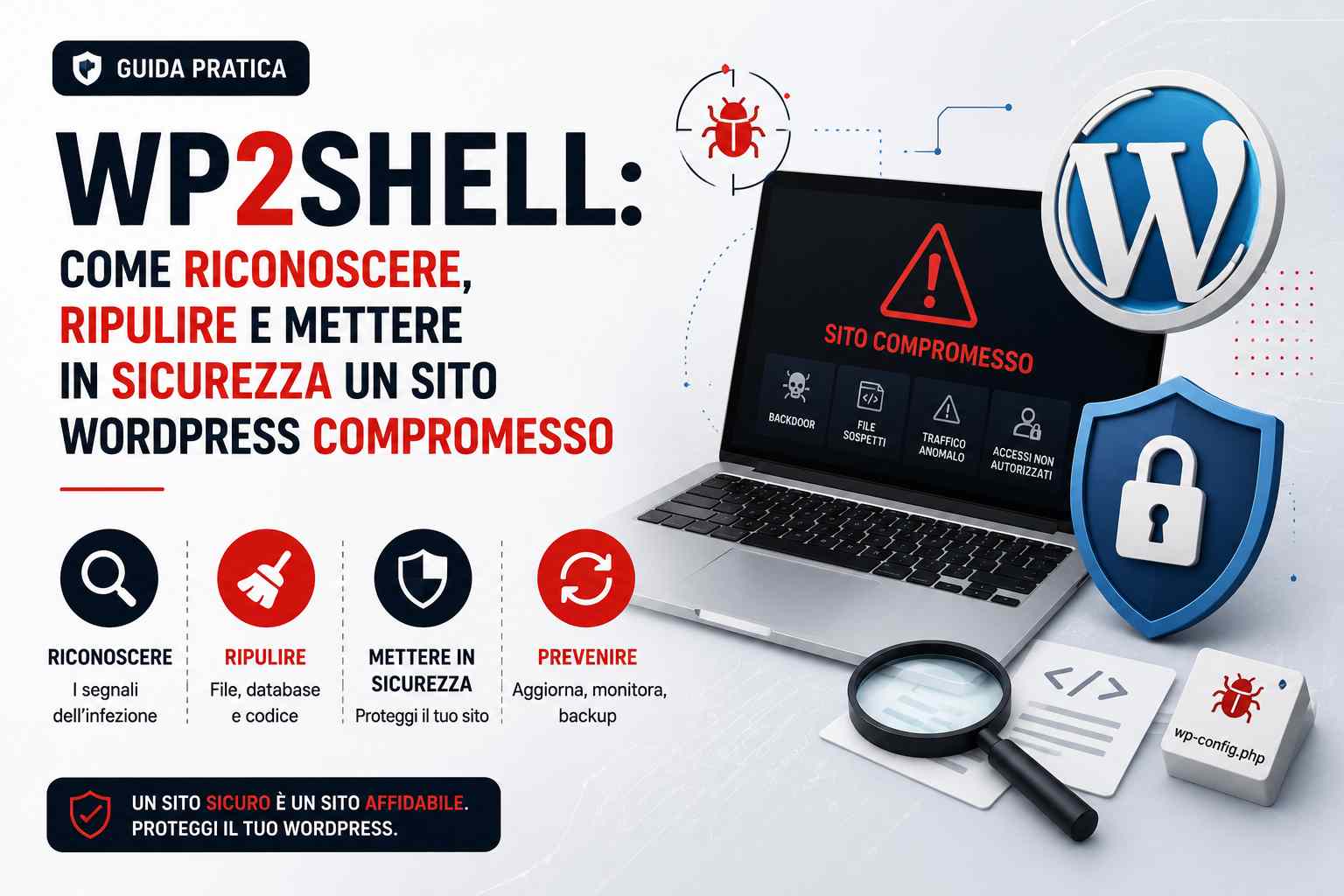 wp2shell: come riconoscere, ripulire e mettere in sicurezza un sito WordPress compromesso
